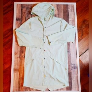 RAINS Mineral ( light green color) Long Raincoat with Hood